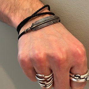 DAVID YURMAN Leather Braided Feather Bracelet